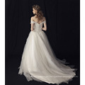 Factory Wholesale Classic Bridal Wedding Dress with V-Neck, off-Shoulder and A-Line Style